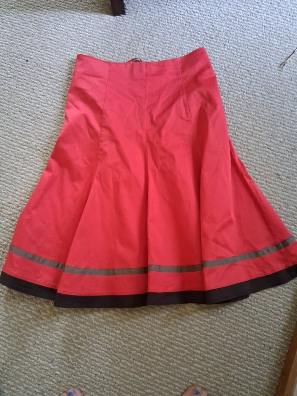 Jacqueline Riu Womens Cotton Swing Skirt Size 38 Zip M